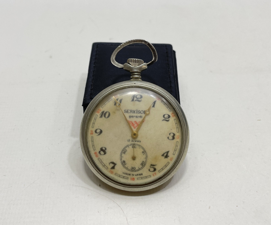 TEPEDEN KURMALI ANTİKA SERKİSOF CEP SAATİ