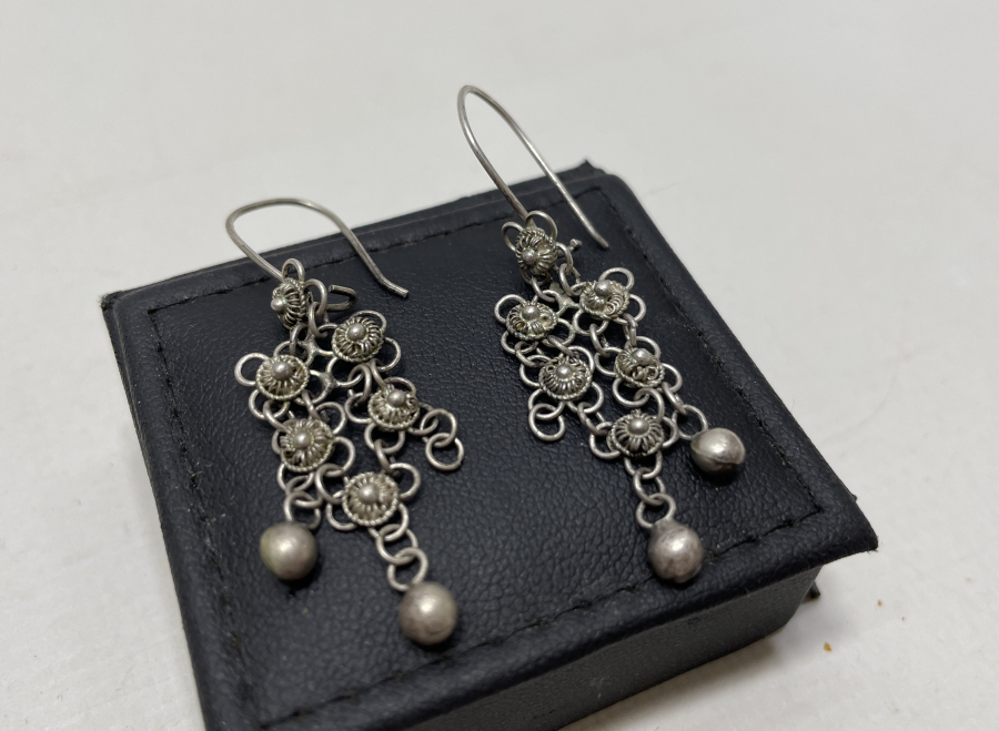 EL YAPIMI ANTİKA GÜMÜŞ KÜPE