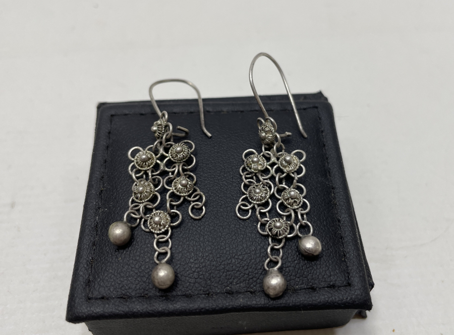 EL YAPIMI ANTİKA GÜMÜŞ KÜPE