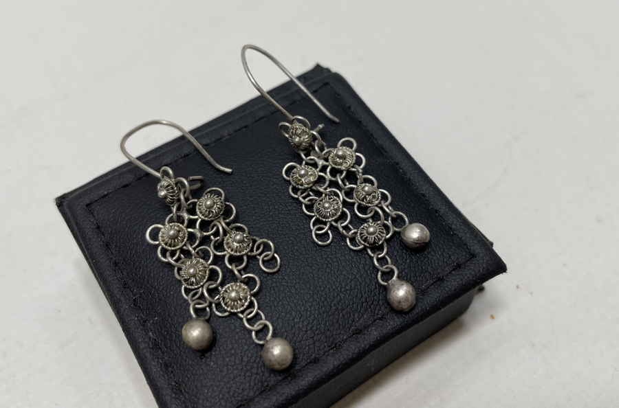 EL YAPIMI ANTİKA GÜMÜŞ KÜPE