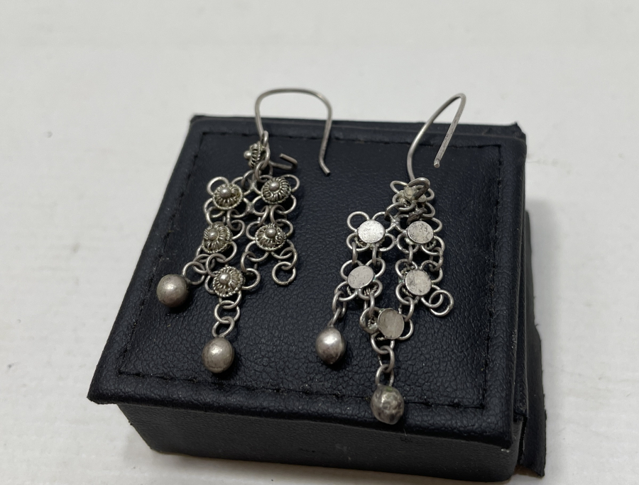 EL YAPIMI ANTİKA GÜMÜŞ KÜPE