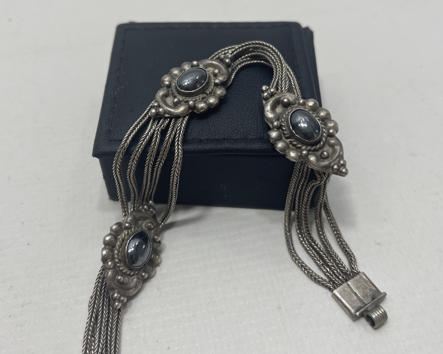 SİTRİN TAŞLI ÖZEL YAPIM ANTİKA GÜMÜŞ BİLEKLİK