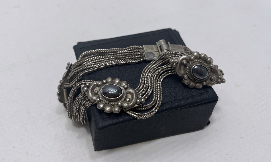 SİTRİN TAŞLI ÖZEL YAPIM ANTİKA GÜMÜŞ BİLEKLİK