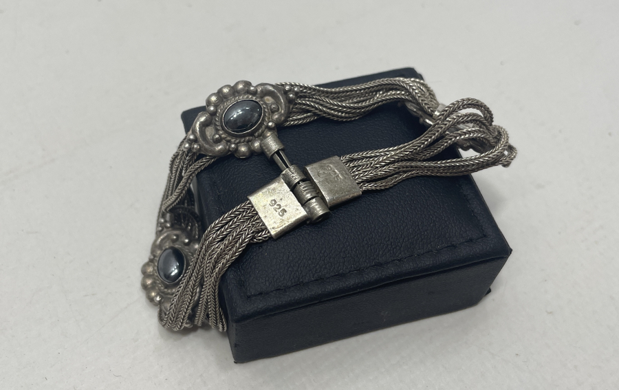 SİTRİN TAŞLI ÖZEL YAPIM ANTİKA GÜMÜŞ BİLEKLİK