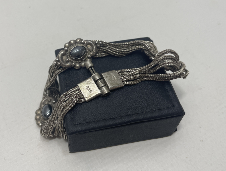 SİTRİN TAŞLI ÖZEL YAPIM ANTİKA GÜMÜŞ BİLEKLİK