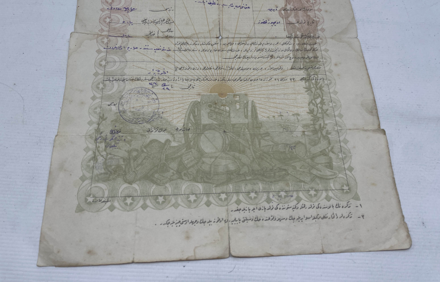 1. DÜNYA SAVAŞI DÖNEMİ ÇOK NADİR SEFERBERLİK KAĞIDI