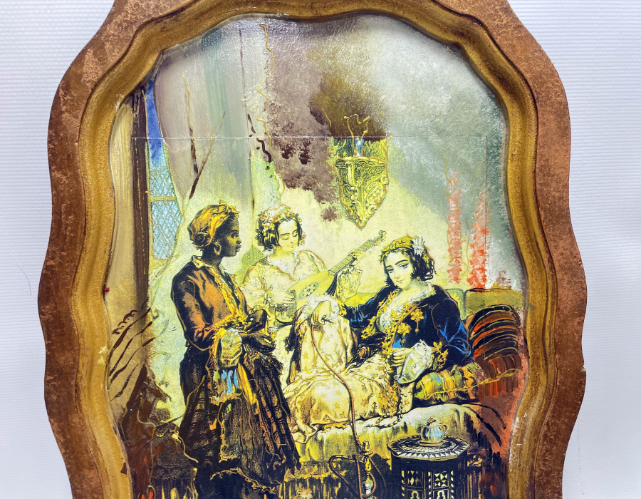 AVRUPA YAPIMI ANTİKA ORYANTALİST AHŞAP DUVAR TEPSİSİ