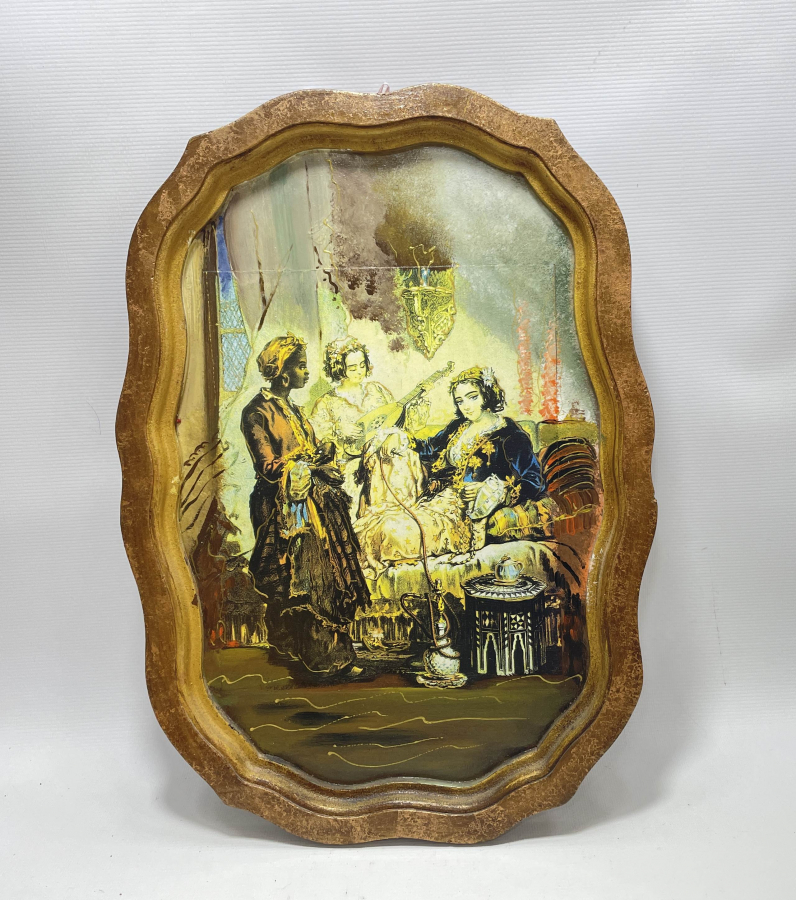 AVRUPA YAPIMI ANTİKA ORYANTALİST AHŞAP DUVAR TEPSİSİ