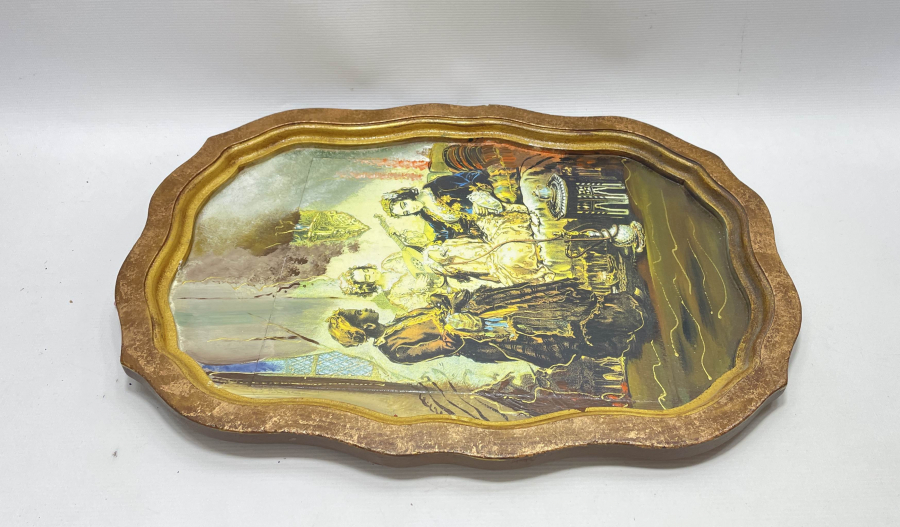 AVRUPA YAPIMI ANTİKA ORYANTALİST AHŞAP DUVAR TEPSİSİ