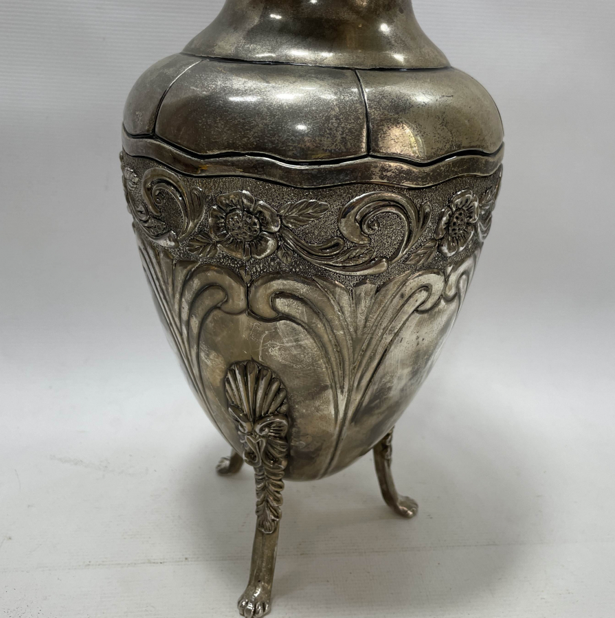 GÜMÜŞ KAPLAMA BÜYÜK BOY AYAKLI VAZO