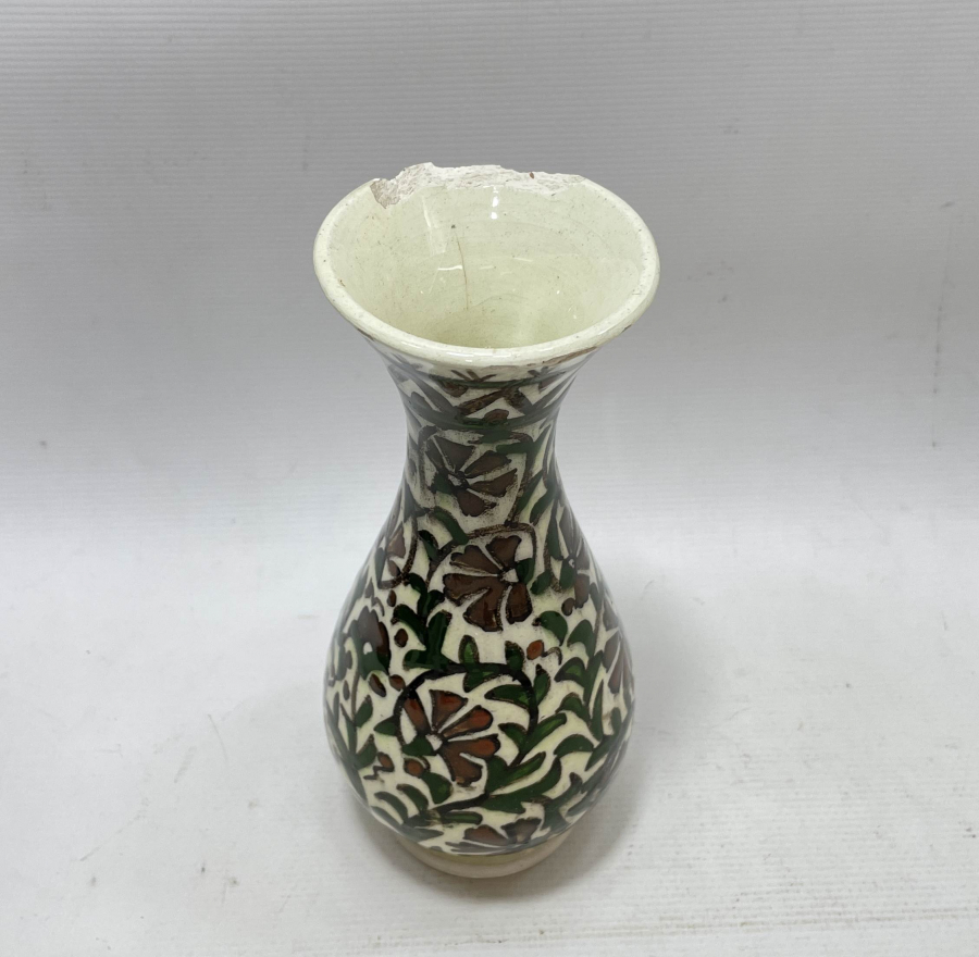 KARANFİLLİ MODEL EL BOYAMA KÜTAHYA İŞİ ANTİKA VAZO