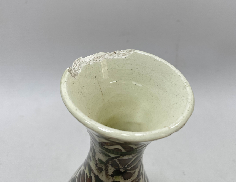 KARANFİLLİ MODEL EL BOYAMA KÜTAHYA İŞİ ANTİKA VAZO