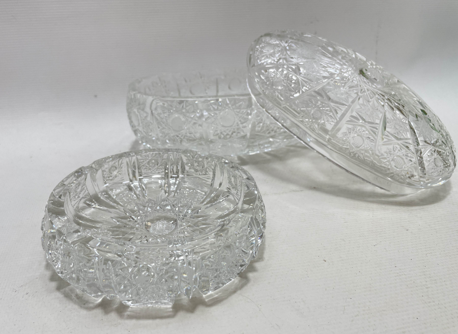 KRSİTAL KESME ANTİKA KAPAKLI ŞEKERLİK VE KÜLLÜK