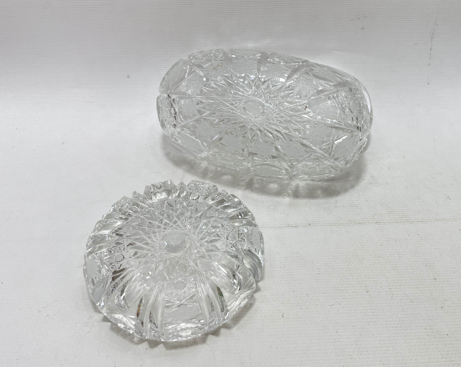 KRSİTAL KESME ANTİKA KAPAKLI ŞEKERLİK VE KÜLLÜK