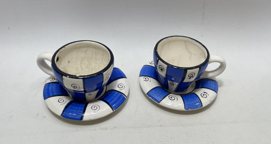 NADİR FORMDA ANTİKA ÇİFT KAHVE FİNCANI