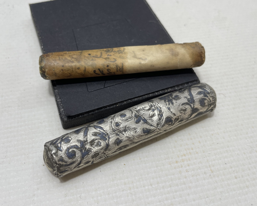 İÇİNDE DUASI İLE OSMANLI DÖNEMİ SAVATLI GÜMÜŞ HAMAYIL