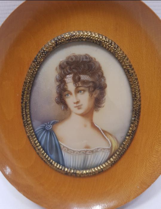 19. YÜZYIL EL ÇİZİMİ İMZALI FRANSIZ MADAM RECAMIER MİNYATÜR RESİM