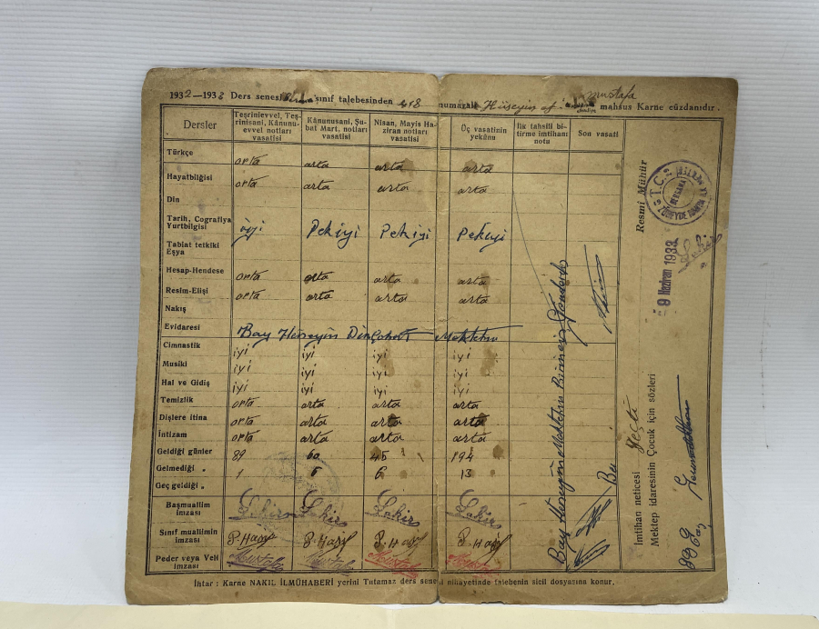 1933 VE 1942 YILLARINA AİT 2 ADET KARNE