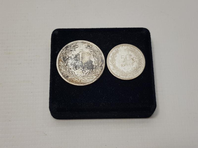 1947-1948 TARİHLİ GÜMÜŞ 1 LİRA VE 50 KURUŞ