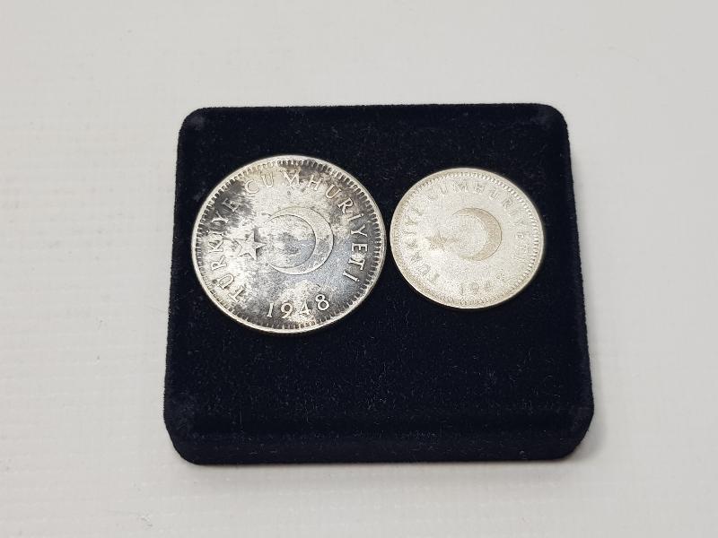 1947-1948 TARİHLİ GÜMÜŞ 1 LİRA VE 50 KURUŞ