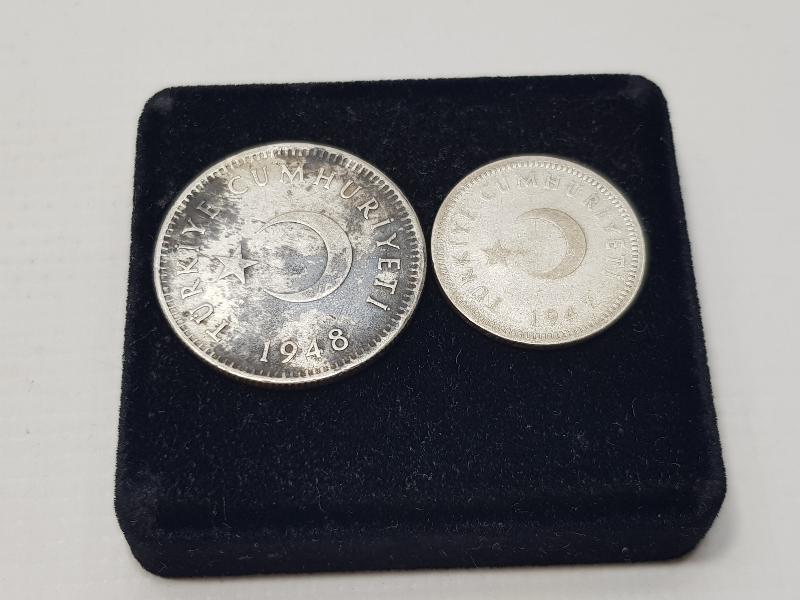 1947-1948 TARİHLİ GÜMÜŞ 1 LİRA VE 50 KURUŞ