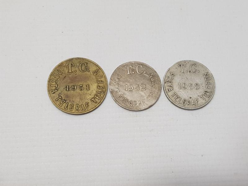 1951-1952-1953 YILLARI PTT JETONLARI TAKIMI