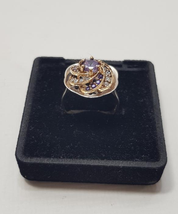 AMETİST VE ZİRKON TAŞLARLA SÜSLÜ GÜMÜŞ YÜZÜK