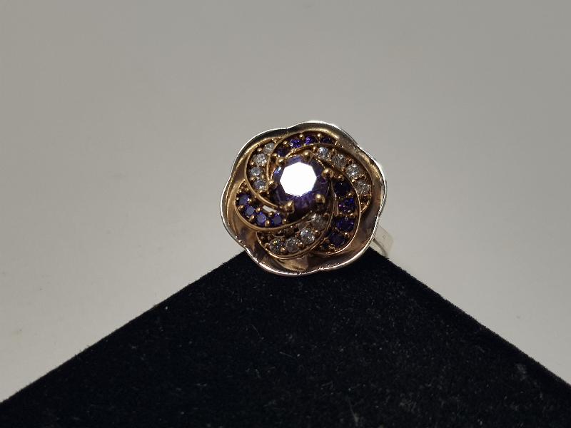 AMETİST VE ZİRKON TAŞLARLA SÜSLÜ GÜMÜŞ YÜZÜK