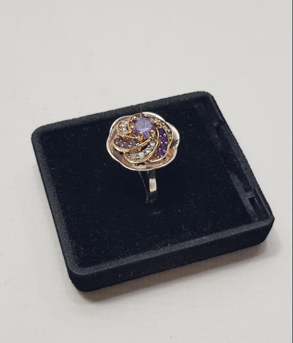 AMETİST VE ZİRKON TAŞLARLA SÜSLÜ GÜMÜŞ YÜZÜK