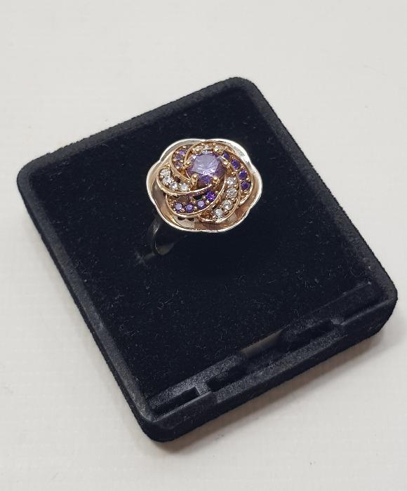 AMETİST VE ZİRKON TAŞLARLA SÜSLÜ GÜMÜŞ YÜZÜK