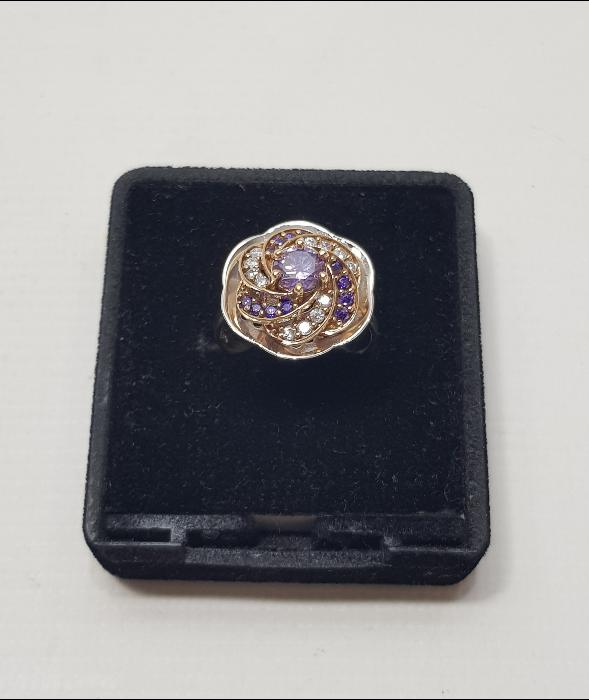 AMETİST VE ZİRKON TAŞLARLA SÜSLÜ GÜMÜŞ YÜZÜK