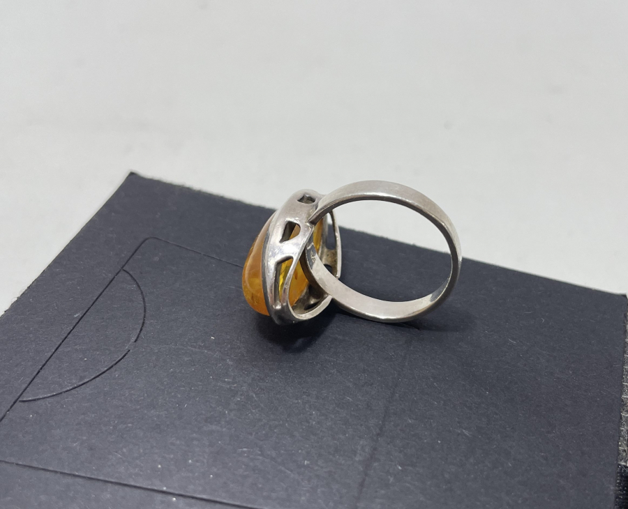 KEHRİBAR TAŞLI GÜMÜŞ YÜZÜK