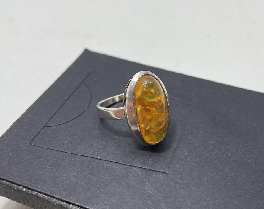 KEHRİBAR TAŞLI GÜMÜŞ YÜZÜK