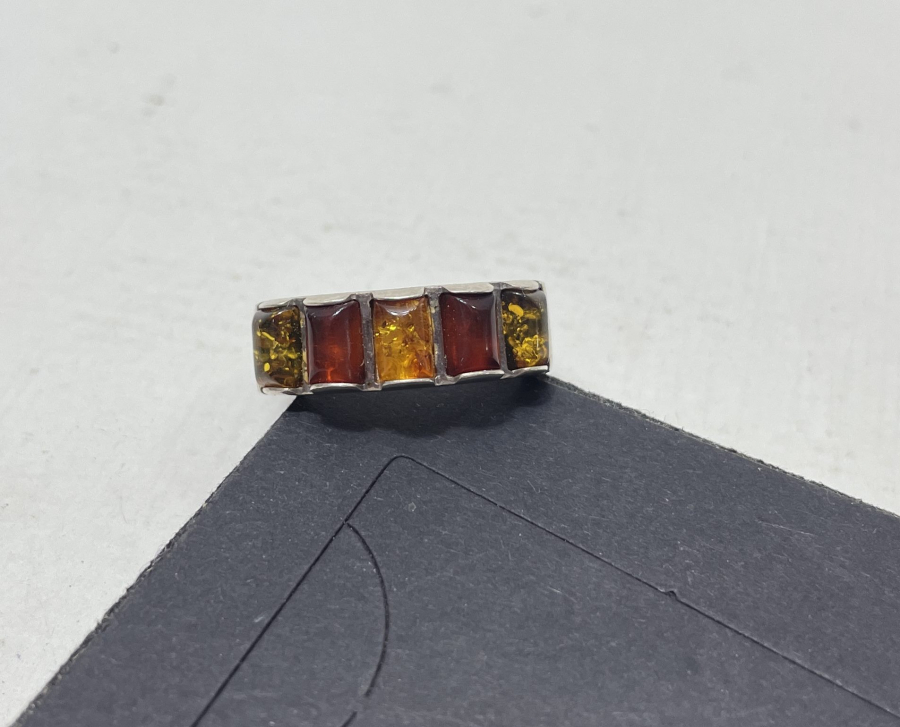 KEHRİBARLI ÖZEL YAPIM BEŞ TAŞ YÜZÜK