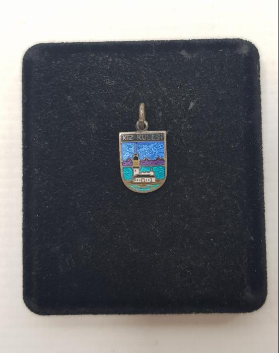 KIZ KULESİ RESİMLİ MİNELİ GÜMÜŞ KOLYE UCU