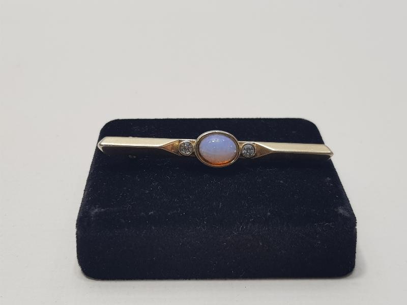 OPAL TAŞLI ANTİKA ALTIN KAPLAMA BROŞ