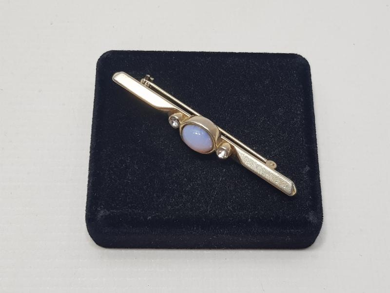 OPAL TAŞLI ANTİKA ALTIN KAPLAMA BROŞ