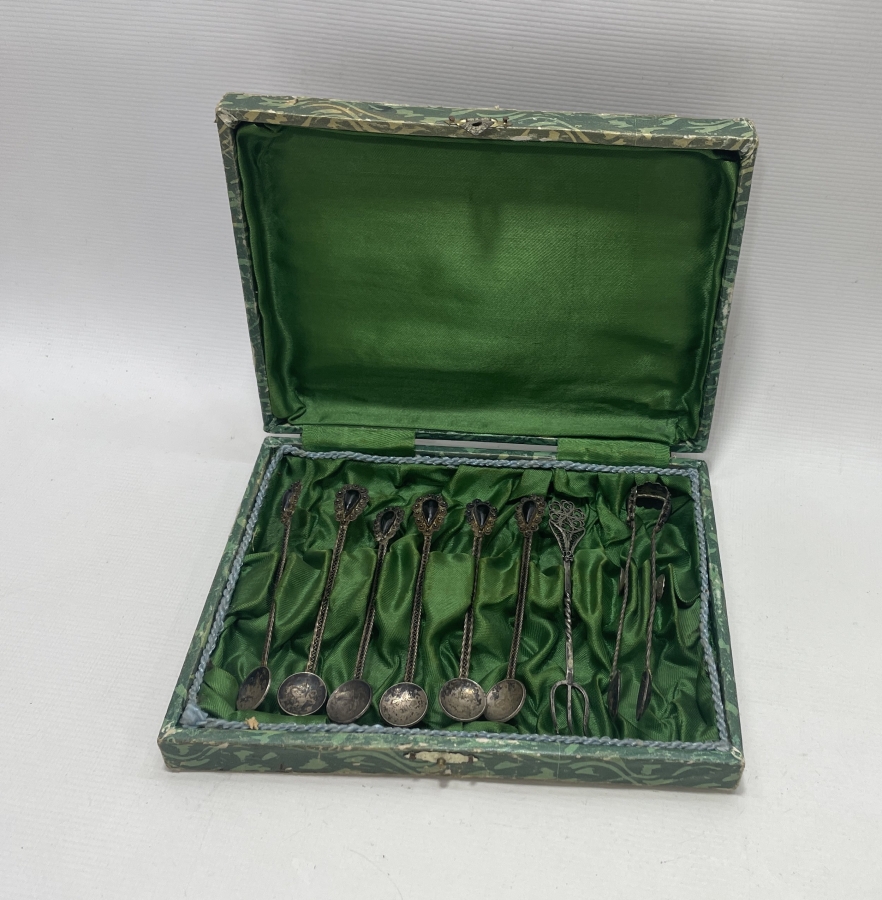 ORJİNAL KUTUSUNDA OSMANLI DÖNEMİ GÜMÜŞ ÇAY SETİ