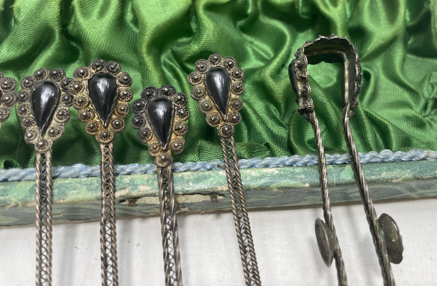 ORJİNAL KUTUSUNDA OSMANLI DÖNEMİ GÜMÜŞ ÇAY SETİ