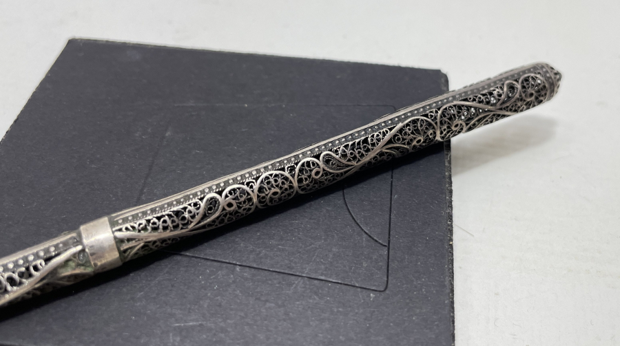 OSMANLI DÖNEMİ ERMENİ USTA DAMGALI TELKARİ İŞÇİLİKLİ GÜMÜŞ DİVİT