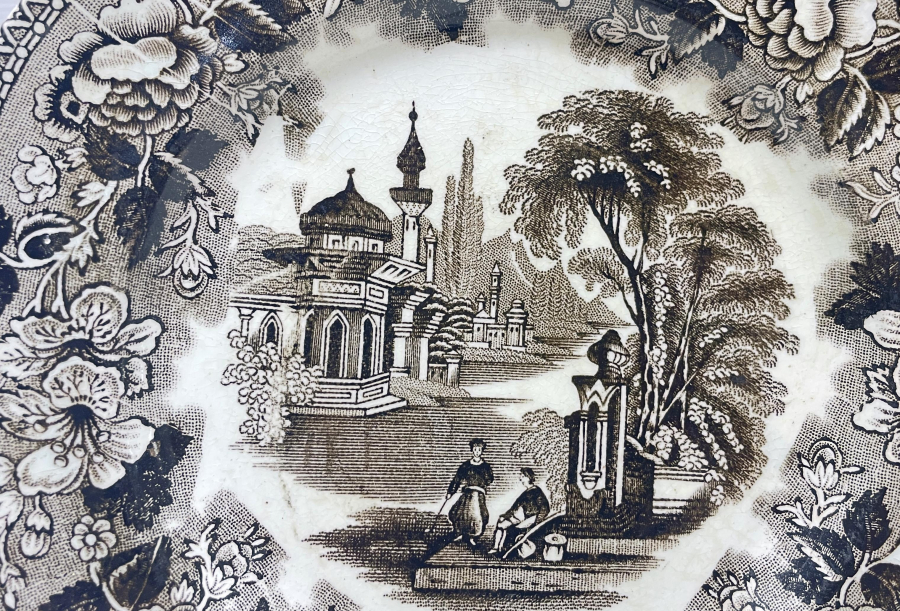 OSMANLI DÖNEMİ SARAY MANZARALI NADİR PORSELEN TABAK