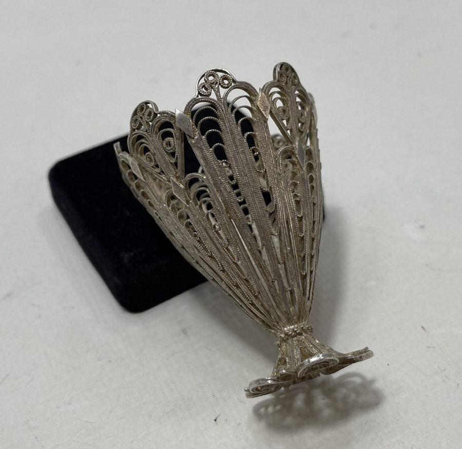 OSMANLI DÖNEMİ TELKARİ İŞÇİLİKLİ SAF GÜMÜŞ FİNCAN ZARFI