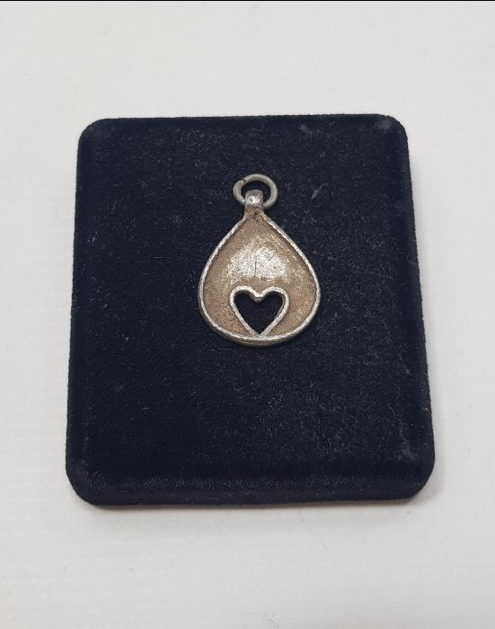OSMANLI DÖNEMİ İZMİR LEVANTEN İŞİ KALP FORMLU GÜMÜŞ KOLYE UCU