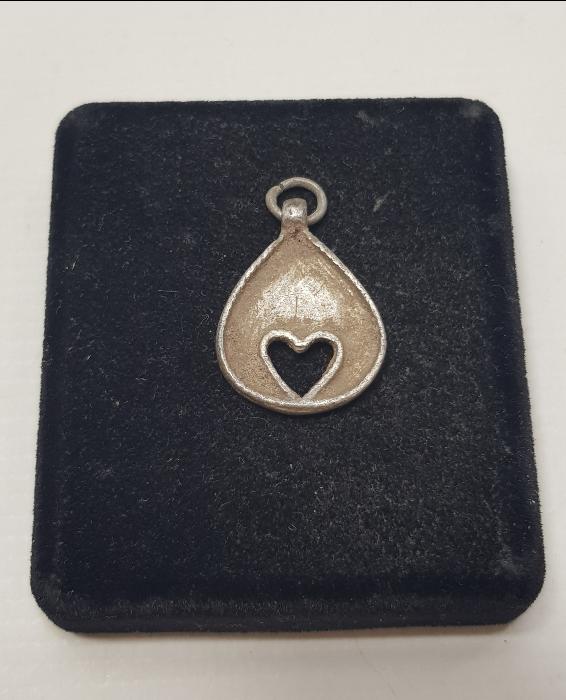 OSMANLI DÖNEMİ İZMİR LEVANTEN İŞİ KALP FORMLU GÜMÜŞ KOLYE UCU