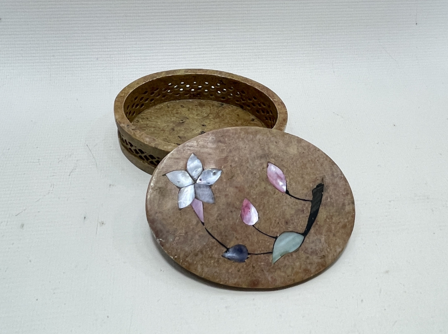 TAMAMI EL YAPIMI DOĞAL TAŞ KAPAKLI KUTU