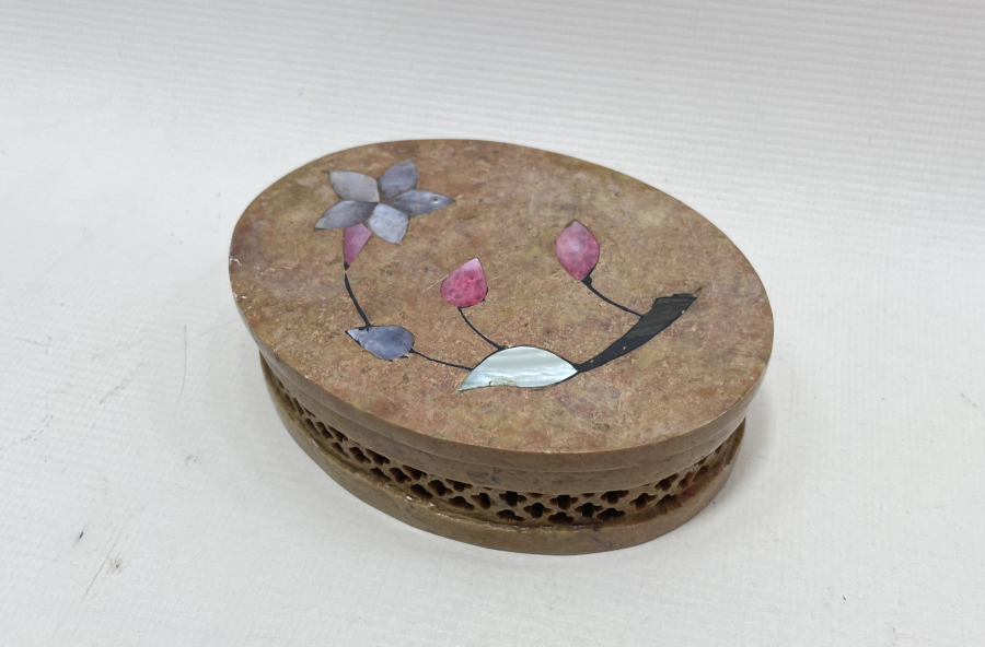 TAMAMI EL YAPIMI DOĞAL TAŞ KAPAKLI KUTU