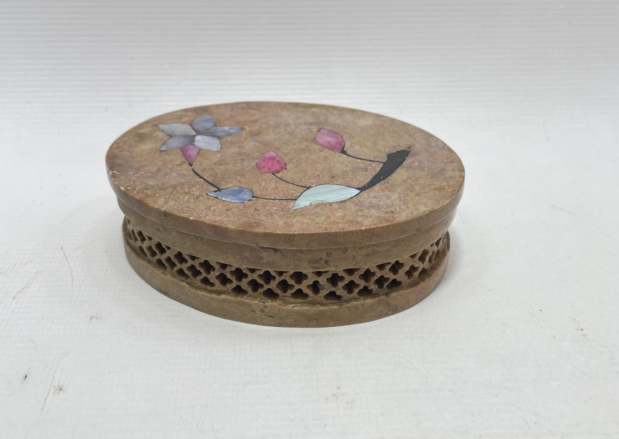 TAMAMI EL YAPIMI DOĞAL TAŞ KAPAKLI KUTU