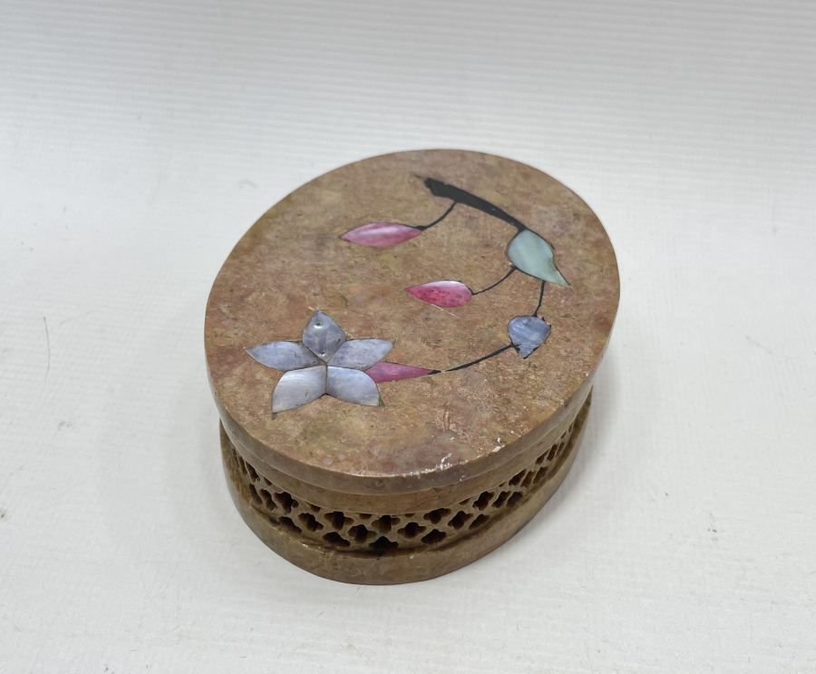 TAMAMI EL YAPIMI DOĞAL TAŞ KAPAKLI KUTU