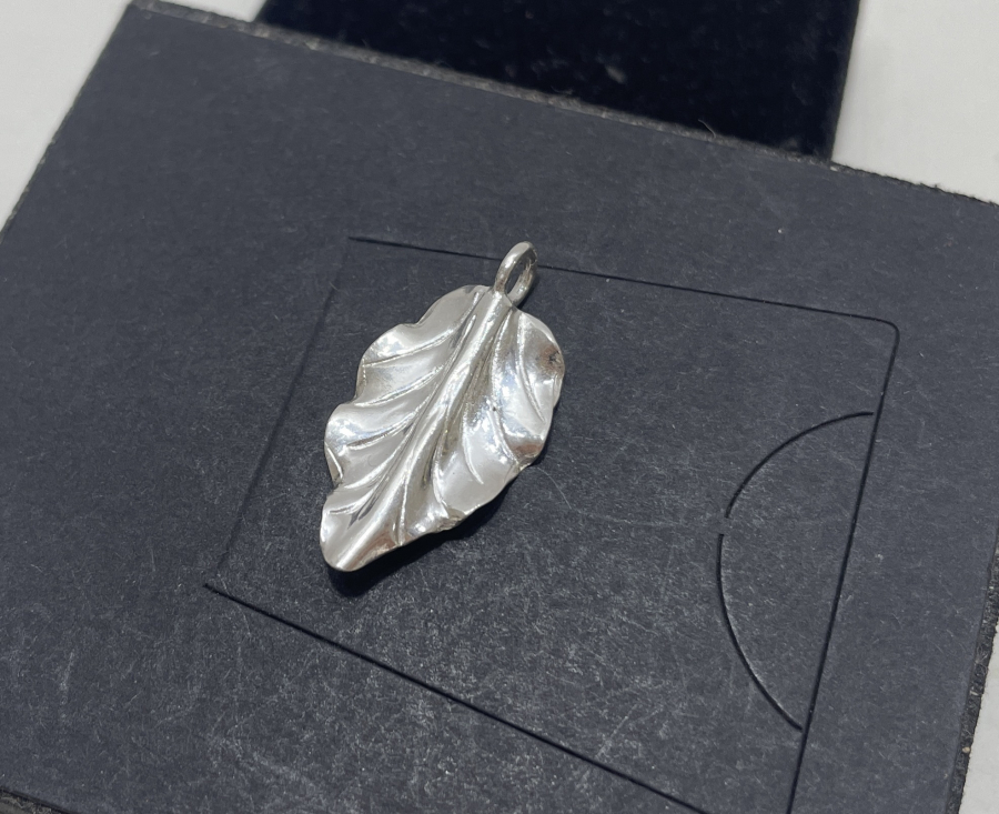 YAPRAK FORMUNDA YAPILMIŞ GÜMÜŞ KOLYE UCU