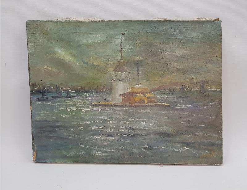 İMZALI YAĞLI BOYA KIZ KULESİ TABLOSU